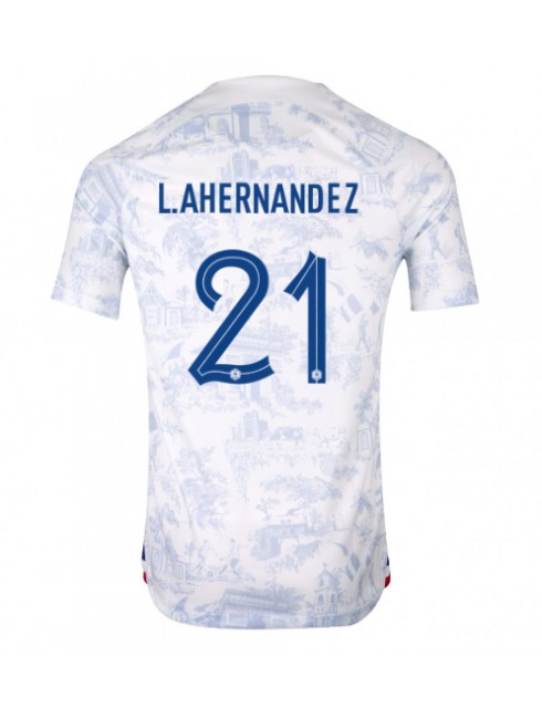 Moški Nogometna dresi replika Francija Lucas Hernandez #21 Gostujoči SP 2022 Kratek rokav